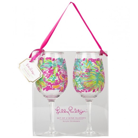 Lilly Pulitzer Other - Lilly Pulitzer Acrylic Wine Glasses Trippin and Sippin NWT